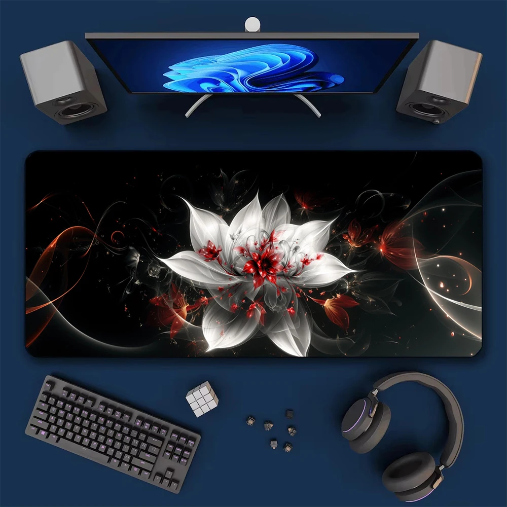 Dark Red Moon Large Size Gaming Mouse Pad Multi-Size Anti-Slip Stitched Edge Computer Keyboard Desk Mat Suitable for Home Carpet