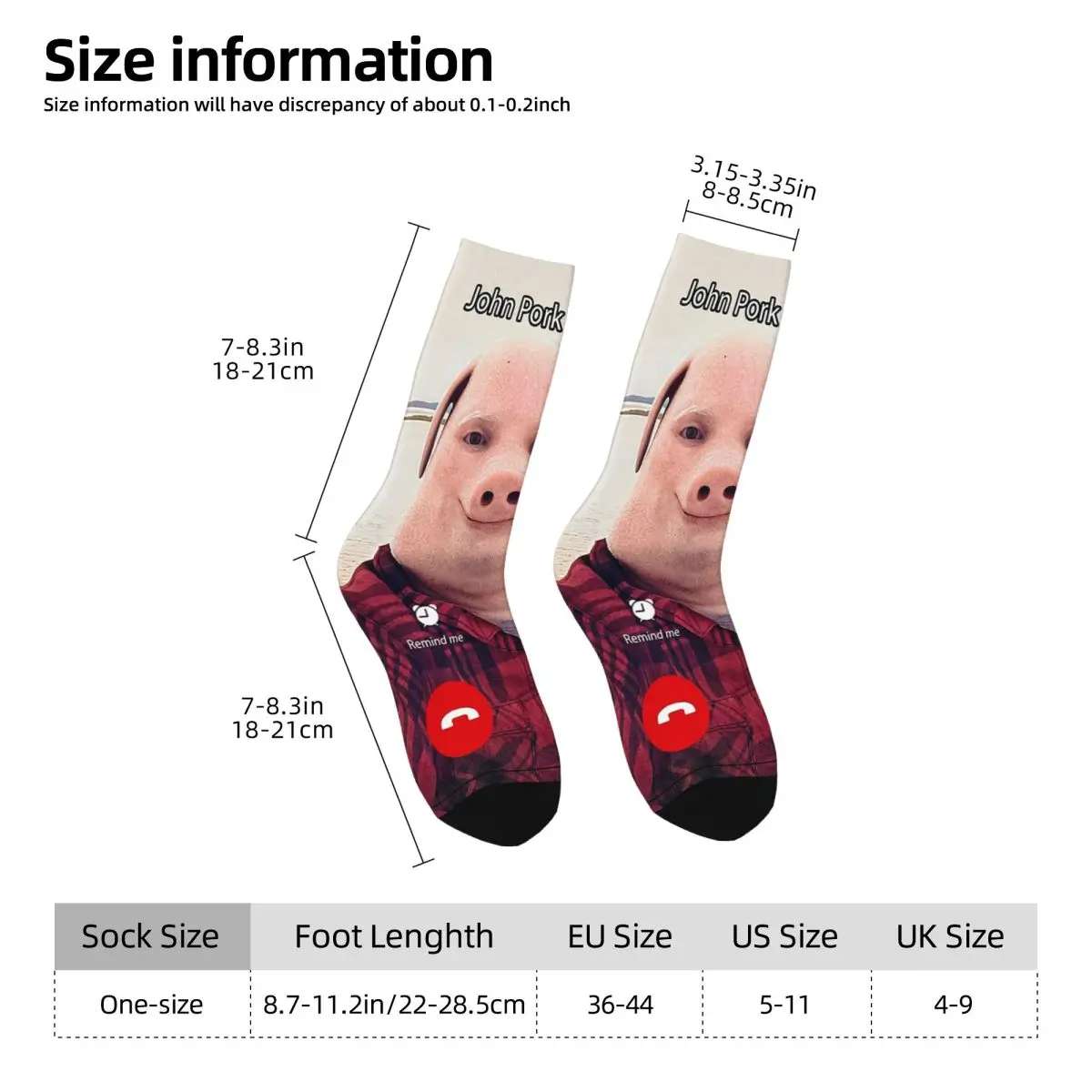 All Seasons Crew Stockings John Pork Is Calling Answer Call Phone Socks Harajuku Casual Hip Hop Long Socks for Men Women Gifts