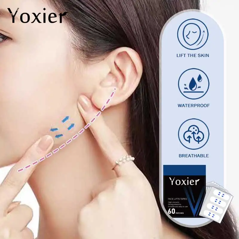 60 Pcs Invisible Facial Lifting Tape Facial Shaping Sticker Breathable Waterproof Used For Face, Double Chin Skin Care Tools