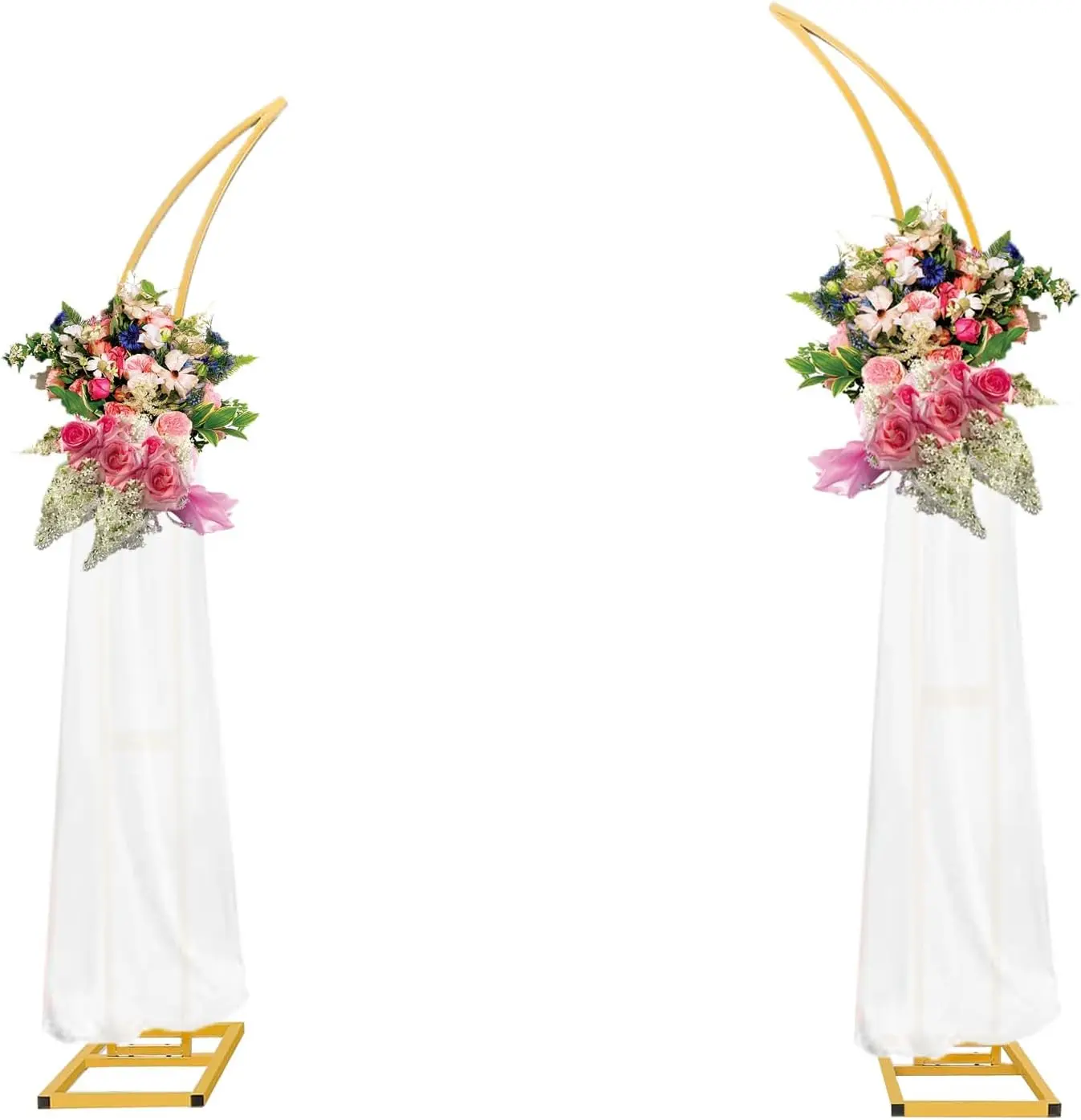 

Moon Curved Metal Arch Backdrop Stand - Set of 2 Flower Arch for Wedding, Birthday, Anniversary & Bridal Showers (6.2ft, 6.9ft)