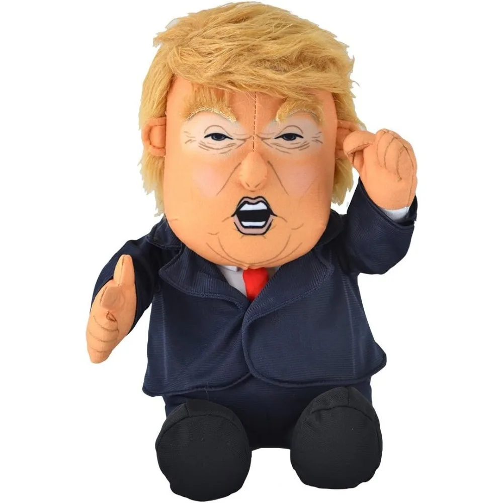 Pull My Finger and Fart. Donald Trump Plush Toy with Animated Hair, 10.5 Inches Tall