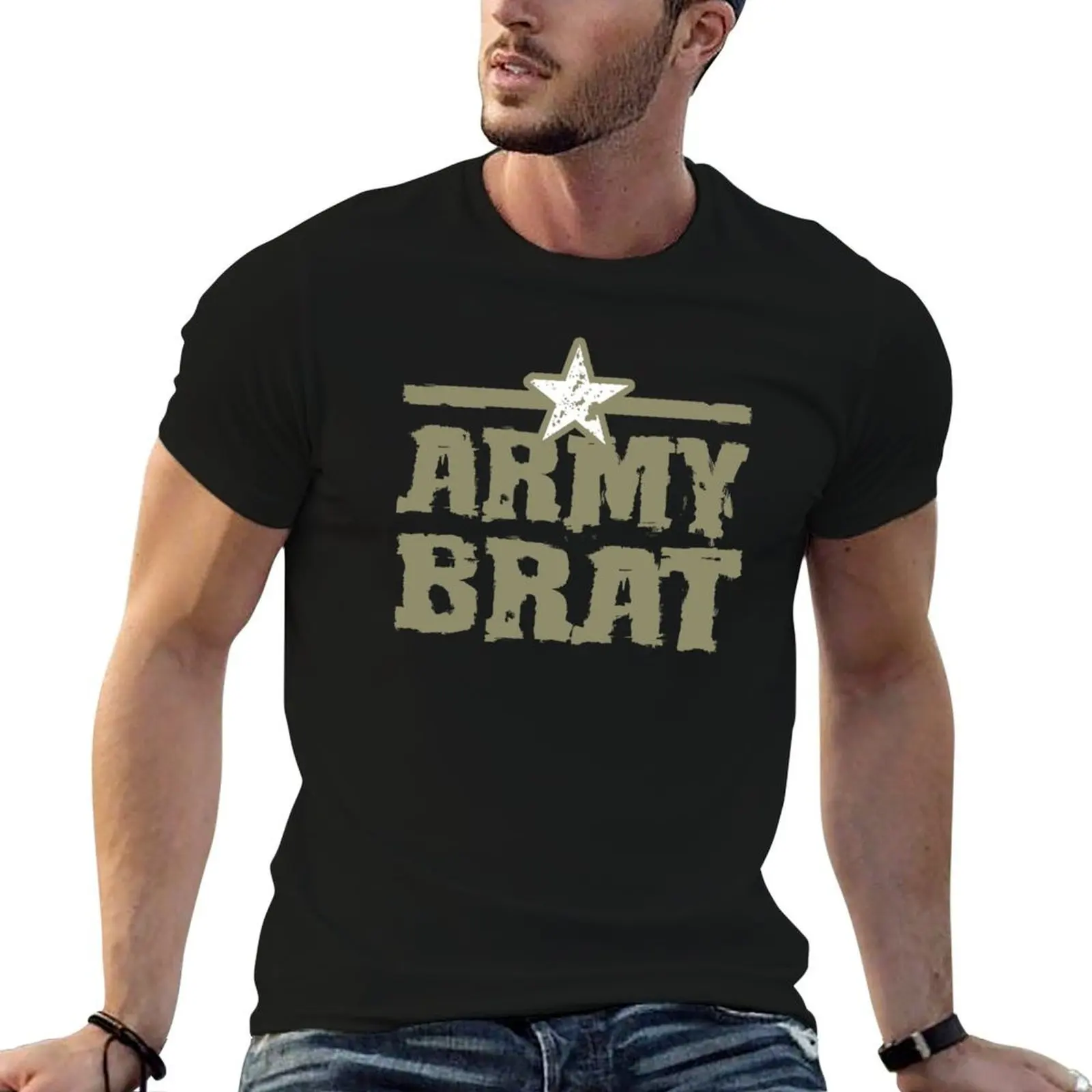 

retro shirts graphic army military tee shirts anime statement T-Shirt man t t brat man for