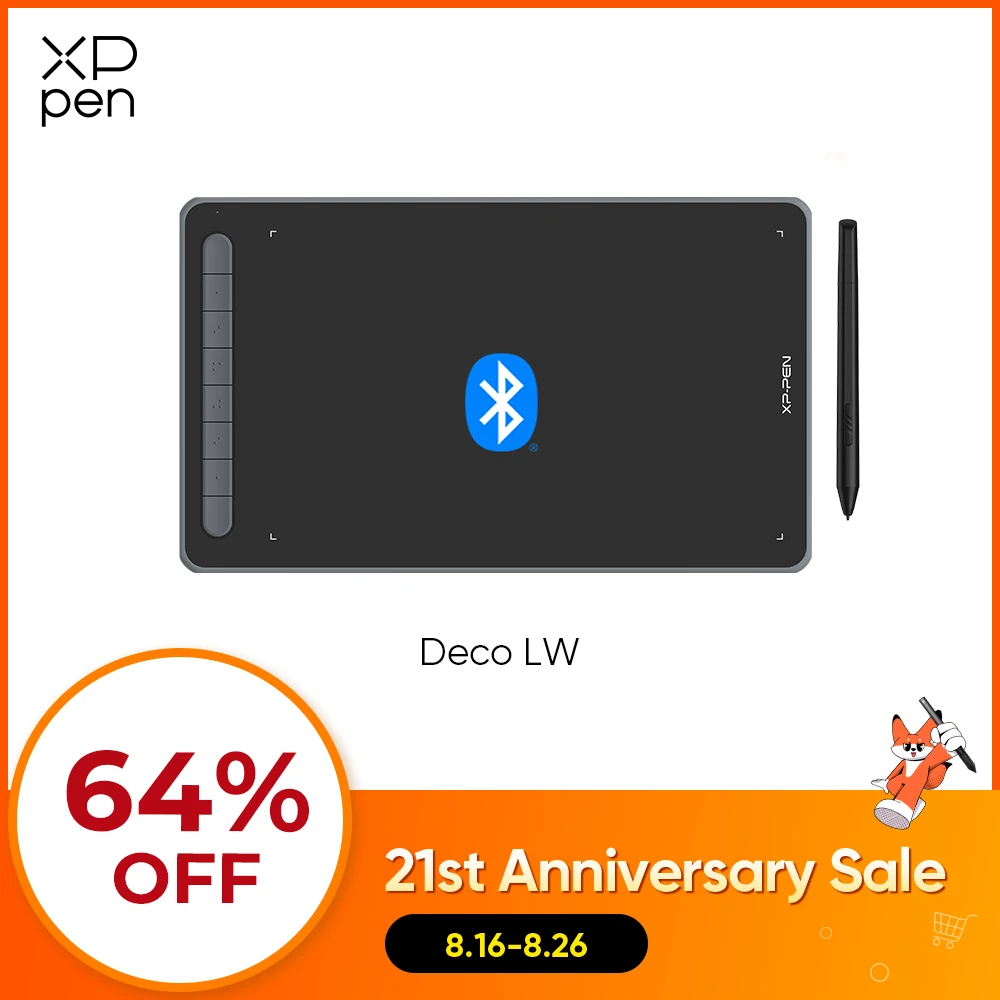 Tablette graphique numérique XPPen Deco LW, stylet sans fil Bluetooth V5.0, prise en charge de l'inclinaison, stylet sans batterie, 8192 niveaux