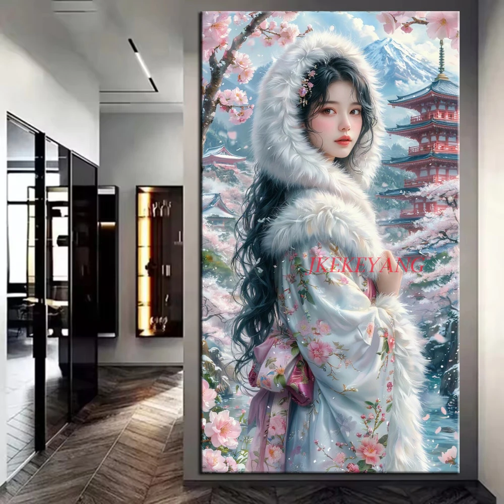 

Красивая японская картина гейши, сделай сам, алмазная живопись, вышивка крестиком, полная дрель, алмазная мозаика, новая коллекция, домашний декор