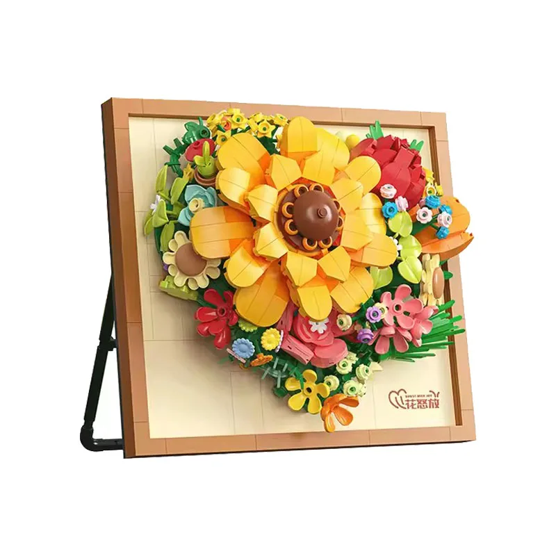 Decorazioni di Capodanno Cornice 3D Blocchi di costruzione Fiori Mini mattoni Fai da te Ragazze Giocattoli Regali di nozze