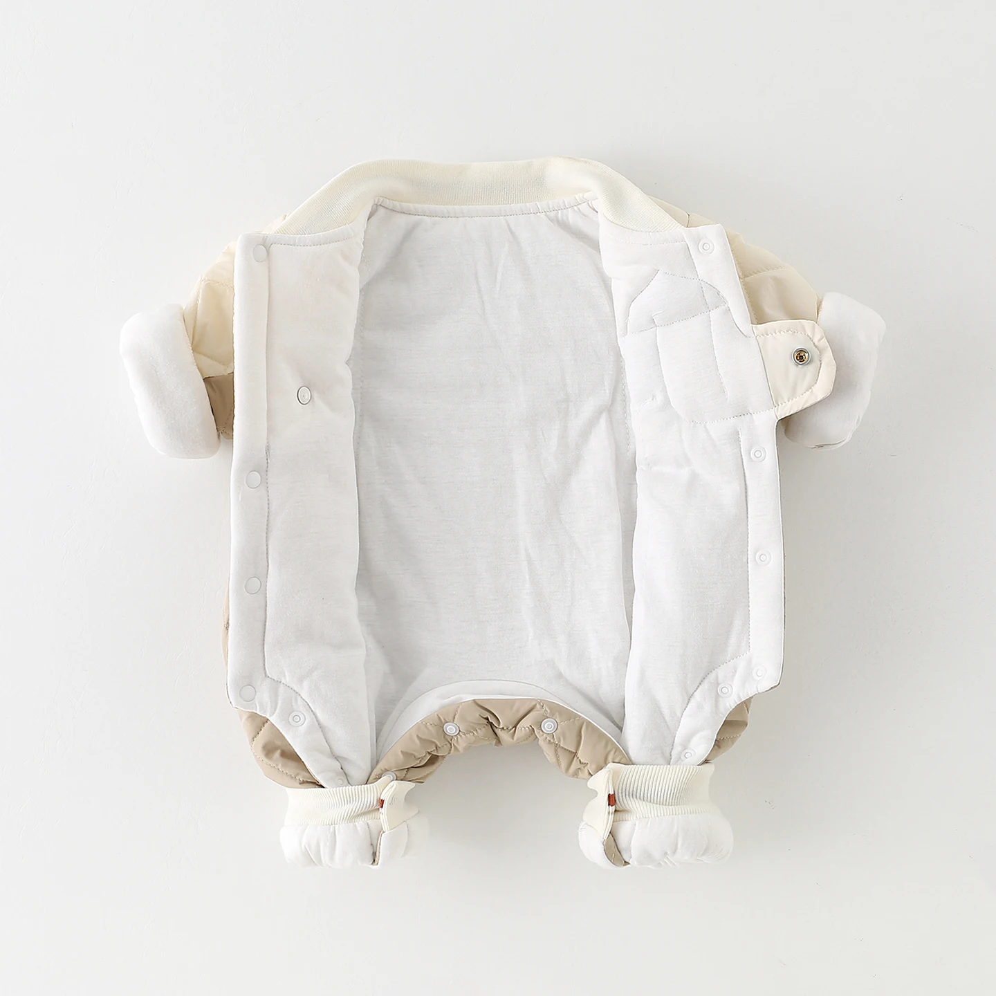 Traje cálido de algodón acolchado de manga larga para bebé recién nacido, traje de otoño e invierno con estampado de dibujos animados, traje adhesivo Heat-Kee