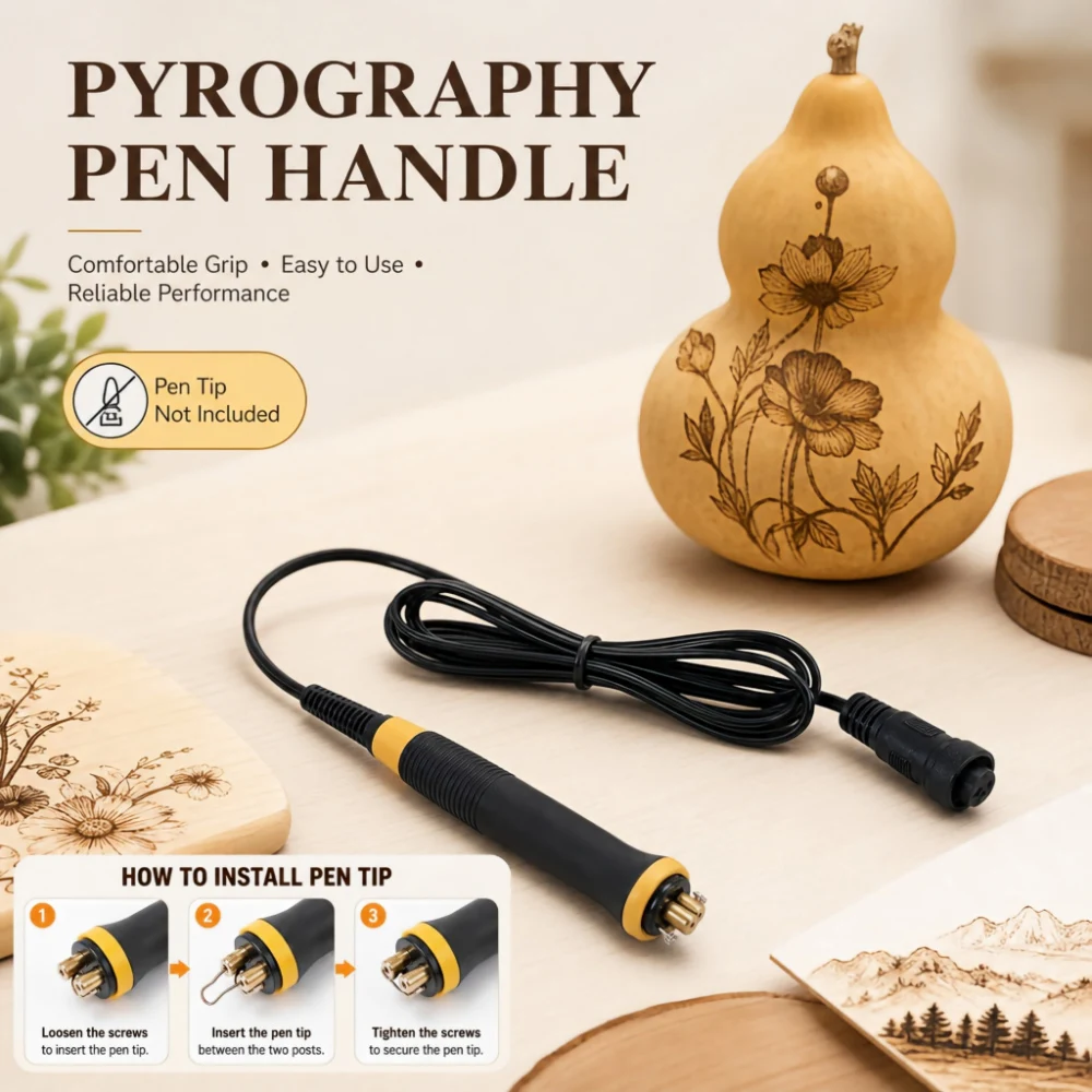 Wood Burning Pen Safe Easy‑to‑Use Pyrography Tool for Beginners Non‑Slip Handle for Wood Gourd DIY Handcraft Art Creation