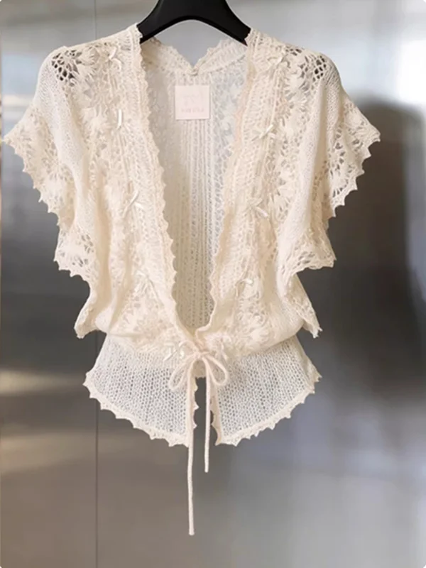 Champagne Color Fashionable Women's Open Cardigan Top Elegant Unique Beautiful Spring Summer High End Short Outerwear