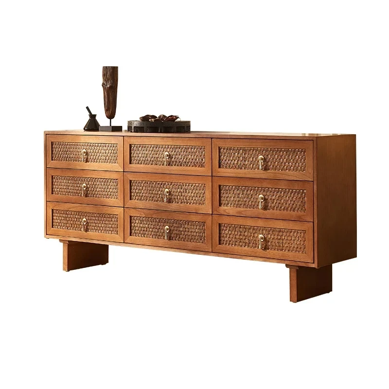

45 Antique Style Solid Wood Living Room Vintage Sideboard Cabinet Bedroom Rattan Storage Cabinet