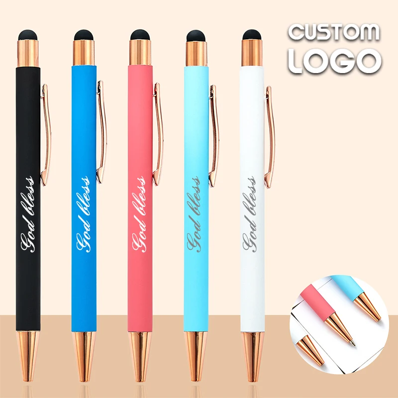 

New Multicolor Handwritten Touch Screen Ballpoint Pens Personalized Custom Carving Logo Spray Glue Action Pen School Teacher Gi