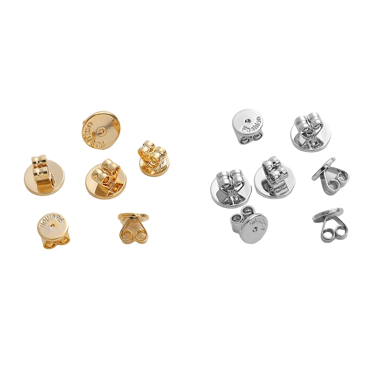 2pcs 6/8mm Rhodium Gold Color Copper Blank Post Earring Studs Base Pins with Earring Plug Crafts Ear Back for DIY Jewelry Making