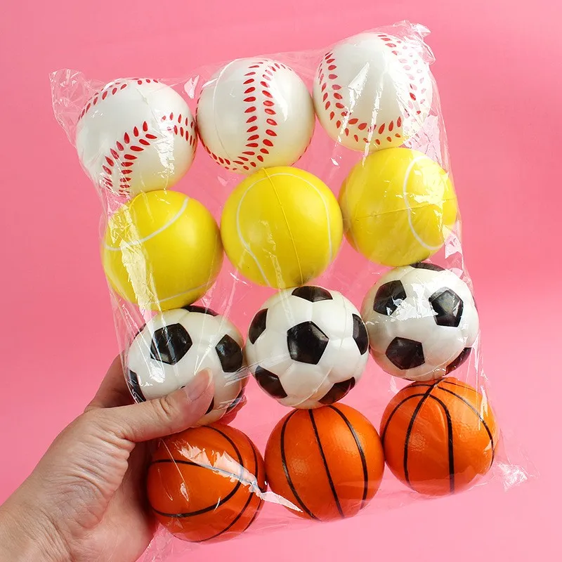 12pcs Solid Sponge Soft  Ball Children Sport Basketball Football Baseball Tennis  Toy Outdoor Sports  Decompression Release Ball