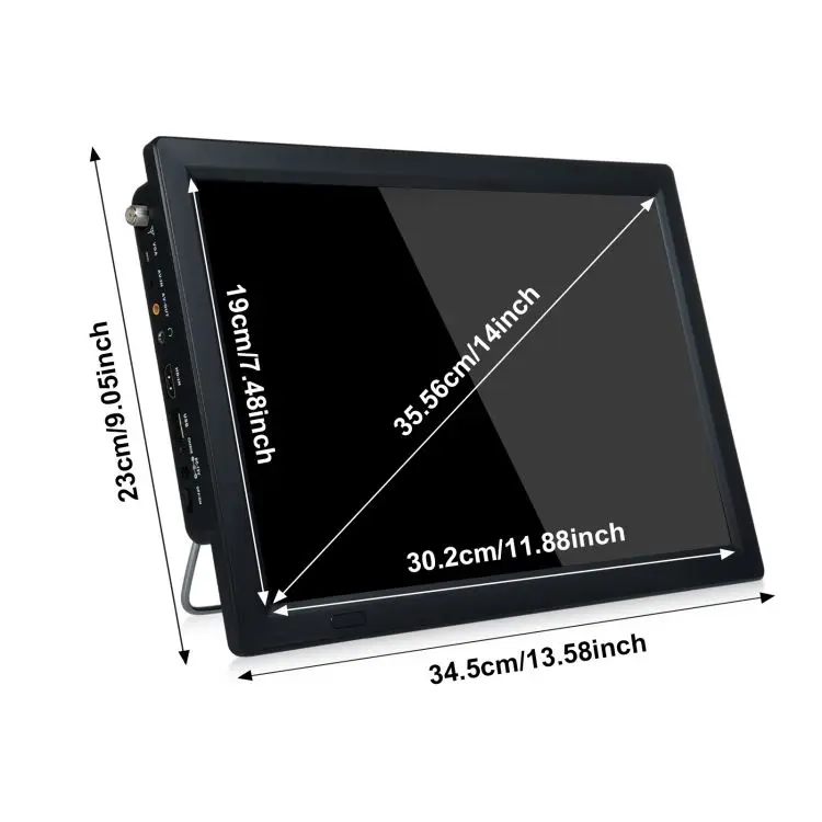 14-inch Portable Digital ATSC Screen TV Player Car TV Television Multimedia Player With Remote Control For Campervan, Camping, T