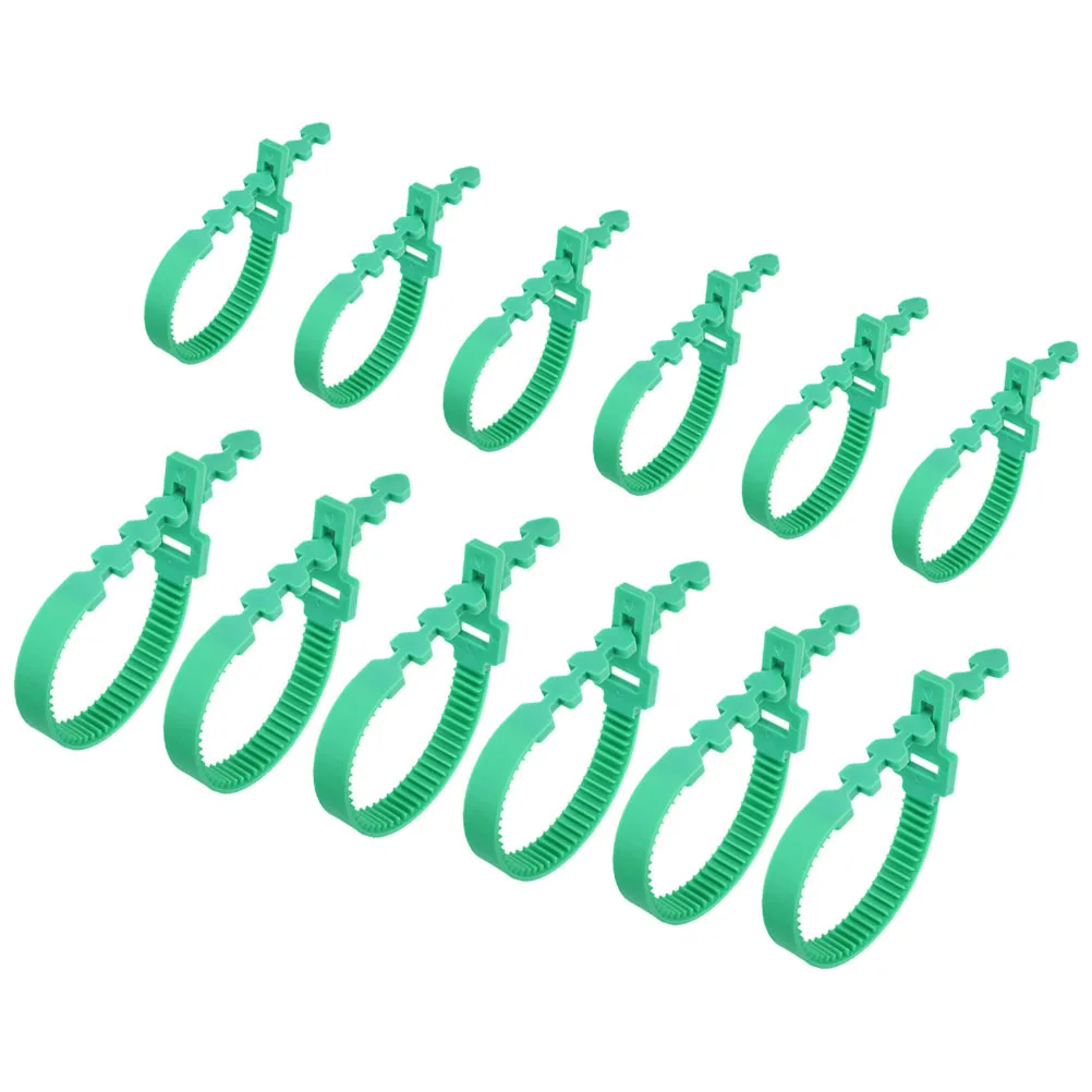 

12pcs Adjustable Garden Plant Twist Ties Reusable Green Tree Stake Support Bands For Shrub Vegetable Stem Flexible Plastic Plant