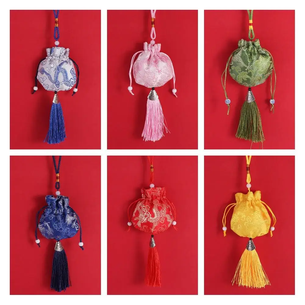 Fashion Flower Women Sachet Dragon Embroidery Jewelry Storage Bag Hanging Graduation Gift Chinese Style Sachet Ladies