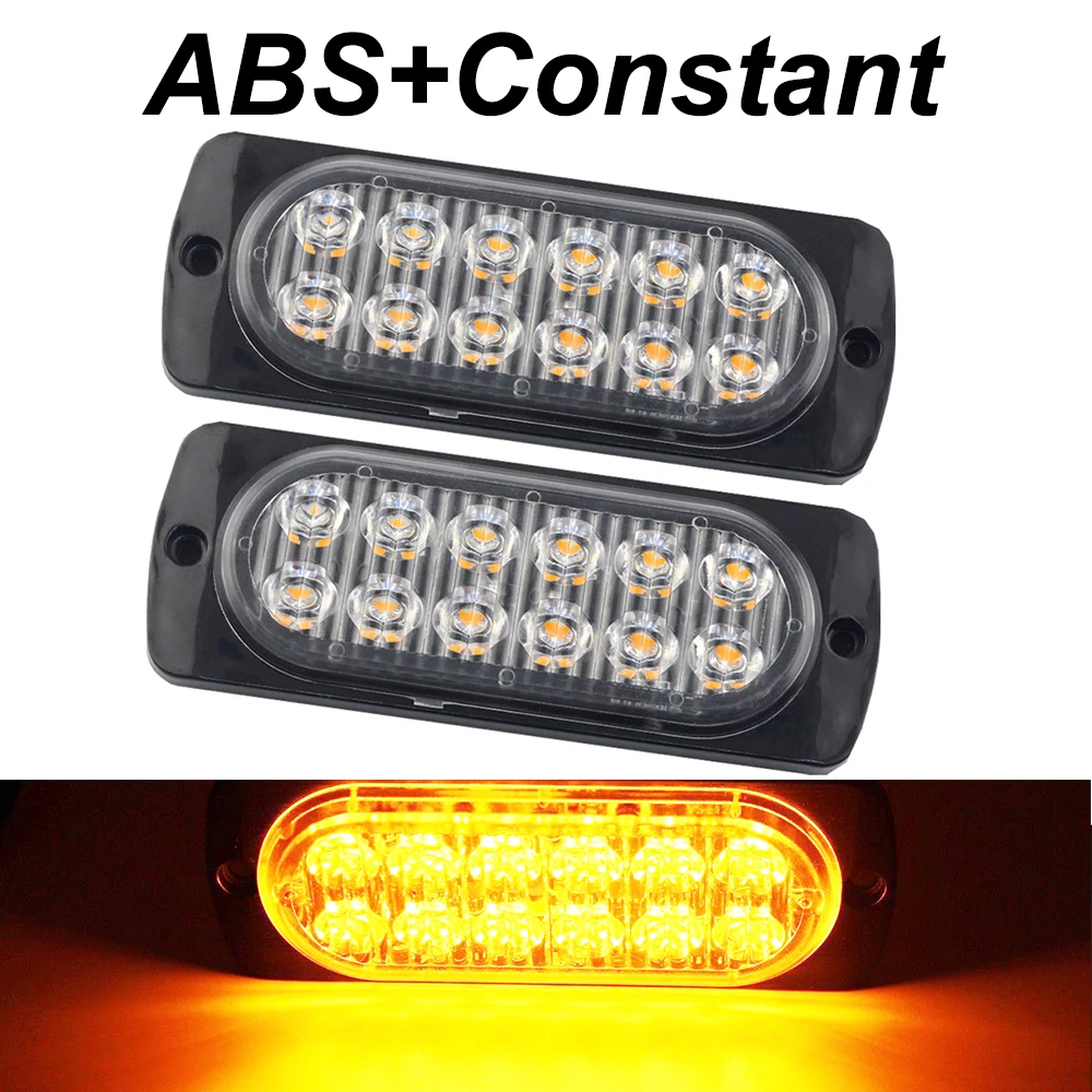 

12LED 12V 24V Strobe Light Auto Truck Trailer Flashing Emergency Warning Beacon Lamp Grille Car Side Flash Amber Traffic Light