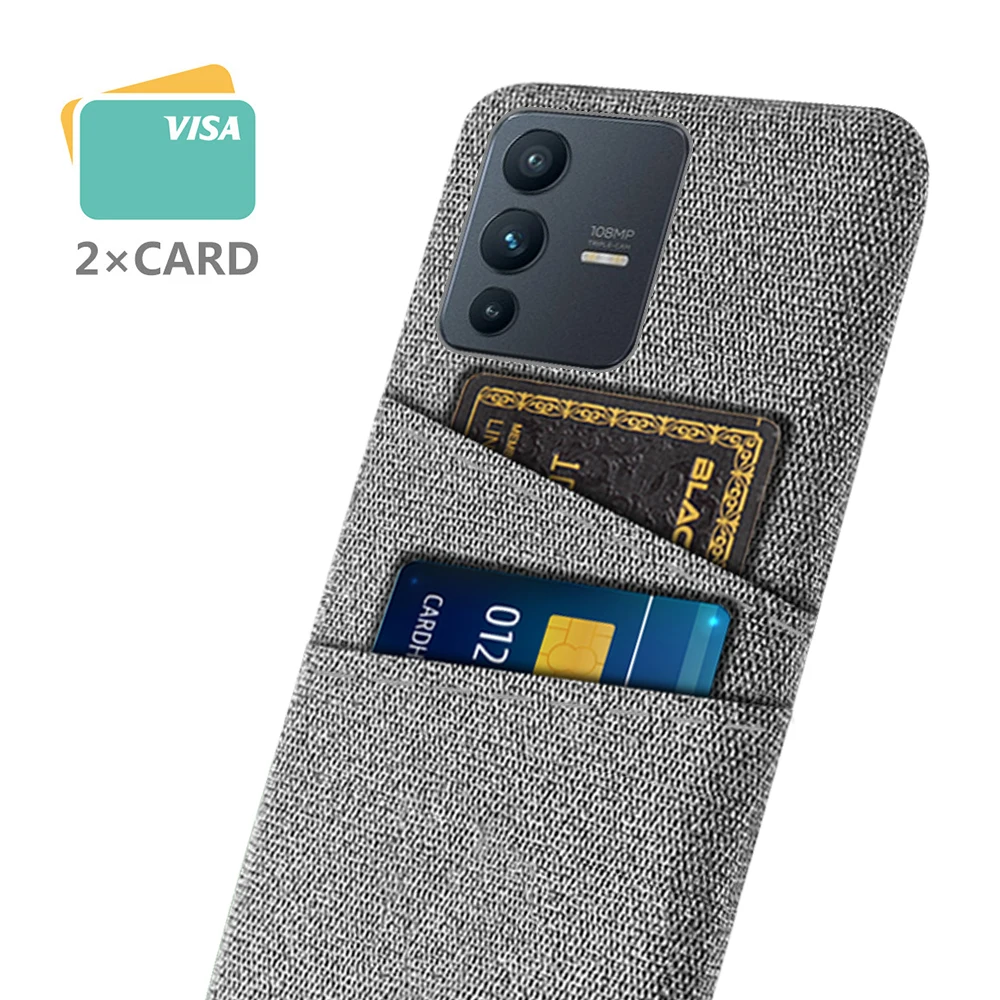 Card Case Luxury Fabric Dual Card Phone Case for VIVO V23 Pro V23E V23Pro 5G Wallet Cover for VIVO V23 V23Pro V 23 Pro Coque