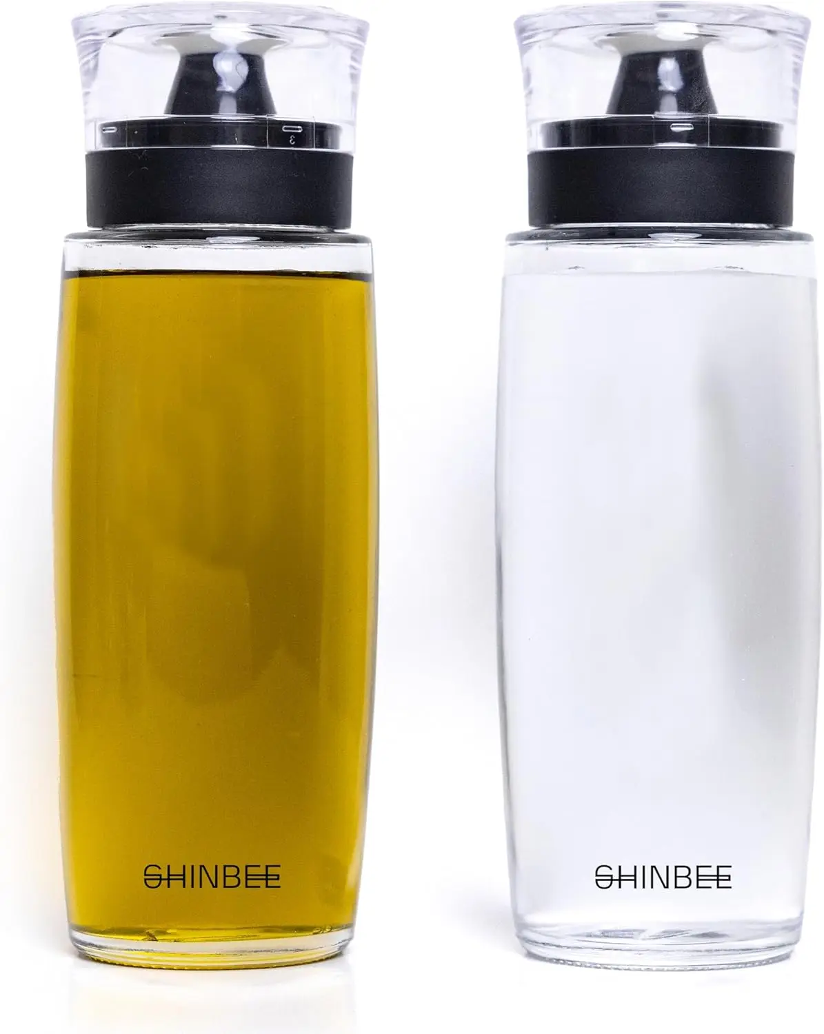 

2pcs Olive Oil and Vinegar Dispenser Set with Labeling Stickers - 10oz 300mL Glass Bottles for Kitchen Oils, Vinegar, Syrup, and