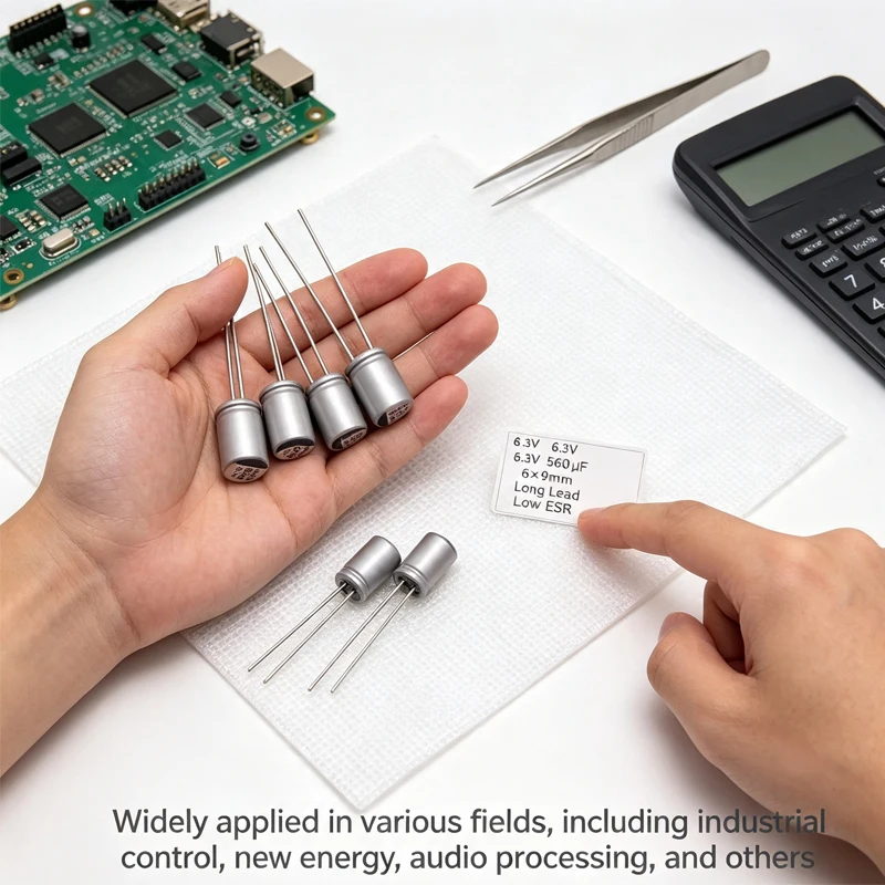 20Pcs New Solid Capacitor 6.3V 560UF 560μF/6.3V 6*8mm Radial Aluminum Polymer Capacitor Low ESR for Motherboard Power Supply PCB