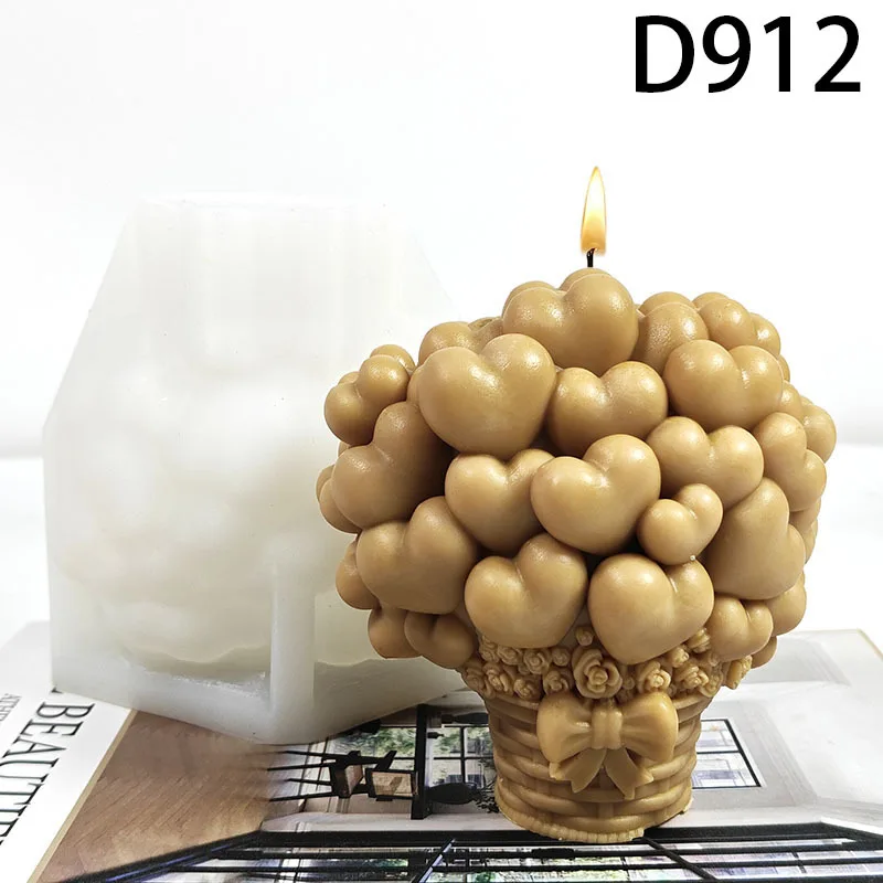 ثلاثية الأبعاد الحب باقة تصميم قالب من السيليكون الروائح شمعة الجبس الديكور قالب كعكة أدوات الخبز هدية المنزل