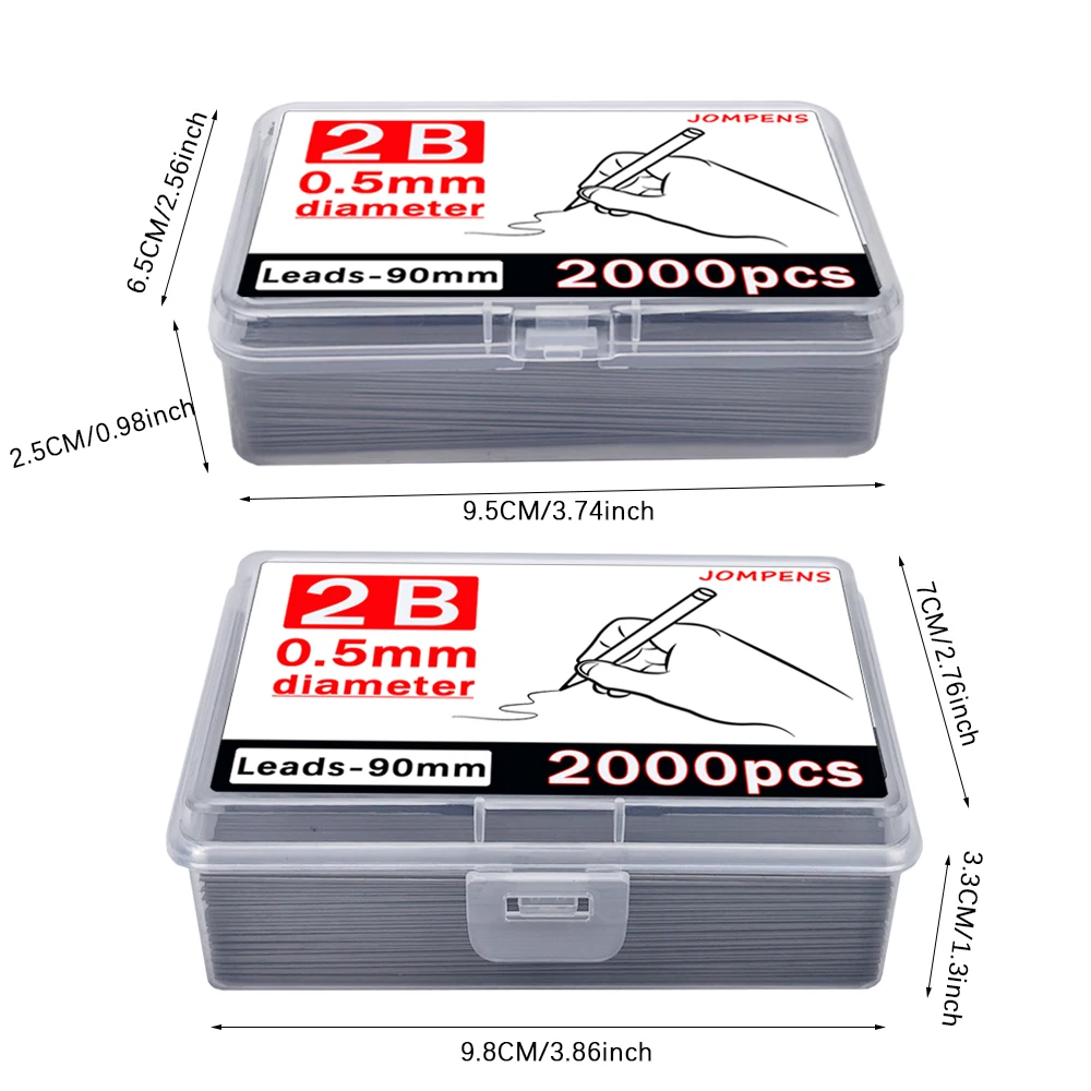 2000 Teile/schachtel Automatische Bleistift Austauschbare Mine Refill, 0,5/0,7mm 2B Mechanische Bleistiftminen Schule Skizzieren Schreiben Zubehör – Detail 3