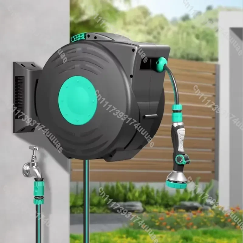 100FT Automatic Retractable Garden Water Hose Reel High Pressure Washer Hose Storage Cart Durable Outdoor Irrigation System