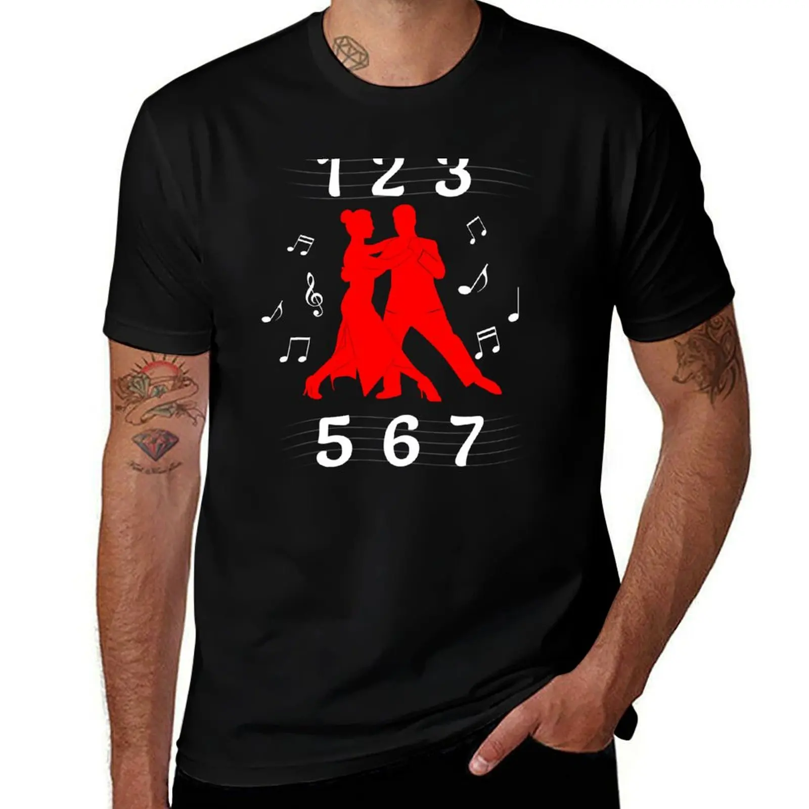 123 567 Salsa Rhythm beat T-Shirt Basic Solid Color Casual Tee Shirt