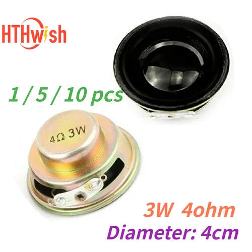 미니 스피커 경적 직경 40mm, 3W 4R, 4ohm 앰프, 고무 개스킷 라우드 스피커, 아두이노용 트럼펫 스피커, 1-10 개 