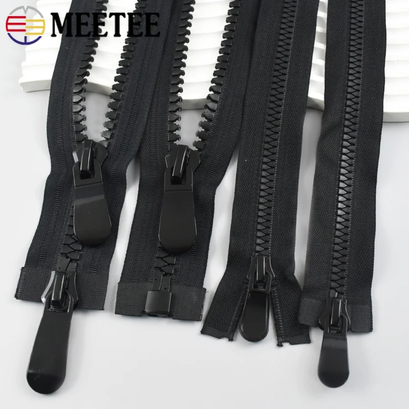 

8# 15# Meetee 70-150cm Single Double Slider Resin Zippers for Jackets Tent Long Open-End Zip Sewing Garment Repair Accessories