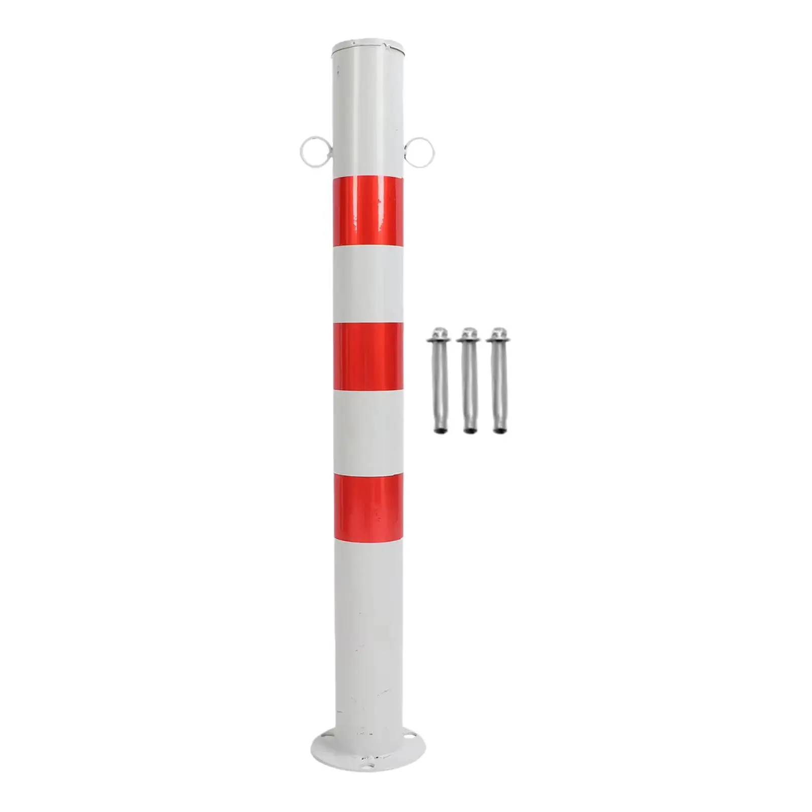 Safe Bollard 75cm H Red and White Protective Parking Bollard for Hotels Sidewalks Supermarkets Residential Communities Parking