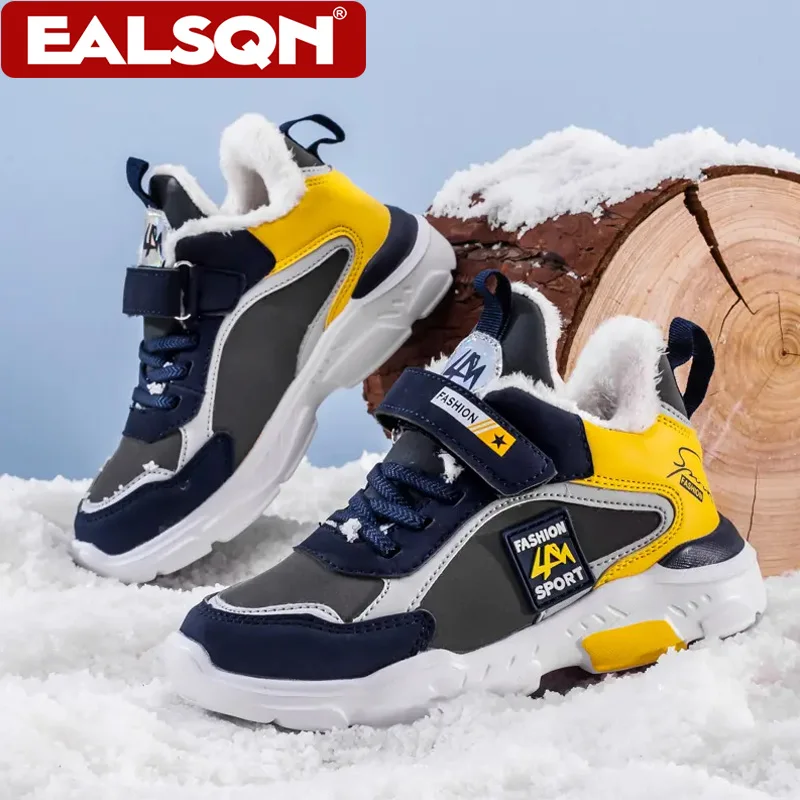 

Children Winter Casual Shoes Warm Cotton Sneakers for Kids Boys Fashion School Walking Shoe Plush Lining