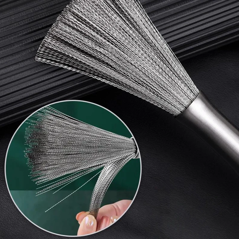 Stainless Steel Pan Brush With A Long Handle Dishwashing Brush Pot Cleaner Strong Decontamination Hangable Kitchen Clean Tools