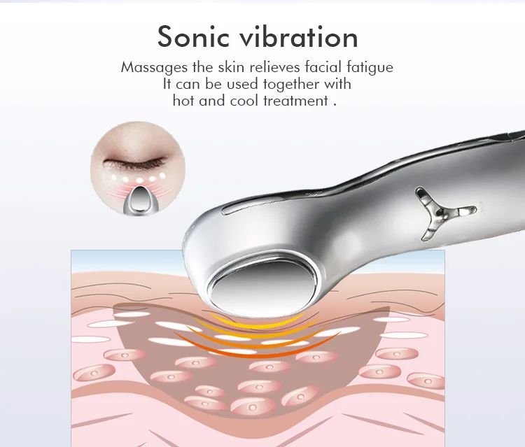 2-in-1 Handheld Sonic Vibration Huidverzorgingsapparaat Roestvrij staal Hot Cool Face Eye Massager Huidverstrakking Functie