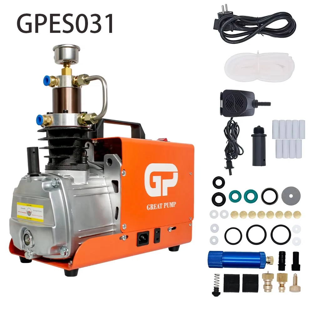 GPES031 4500Psi 300Bar PCP Air Compressor High Pressure Portable Electric Compressor for Diving Scuba Airgun Rifle 0-3L Tank