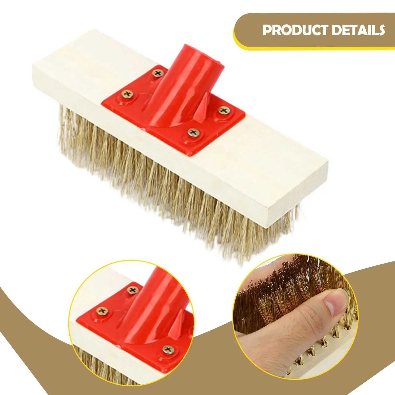 Steel Wire Floor Scrubbing Brush Head Heavy Duty Multi Purpose Cleaner for Wooden Decks Bathrooms Kitchens