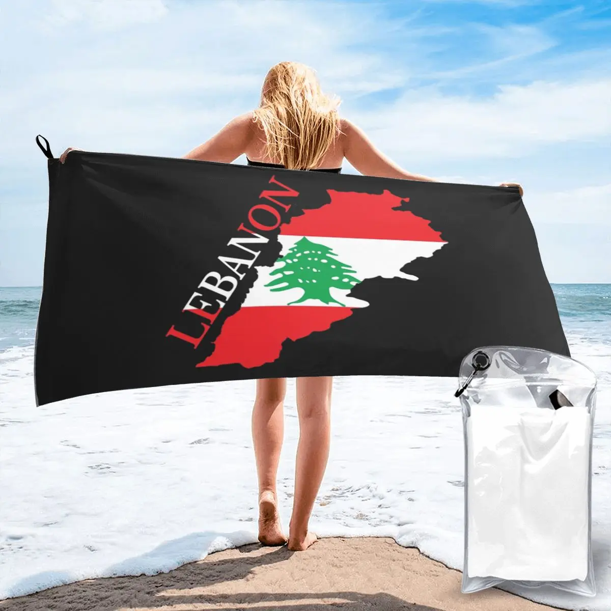 Lebanon Flag Map Beach Towel Soft Microfiber Quick Dry Absorbent Quick Towels For Bath