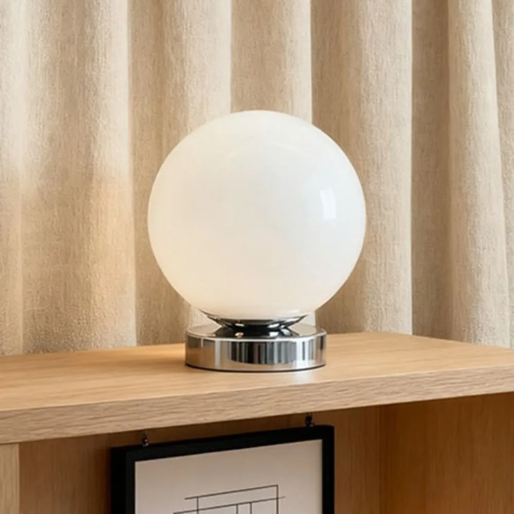 USB Powered Glass Ball Table Lamp with 3 Color Light Minimalist Colorful Ambient Lamp Vintage Classic Spherical Night Light