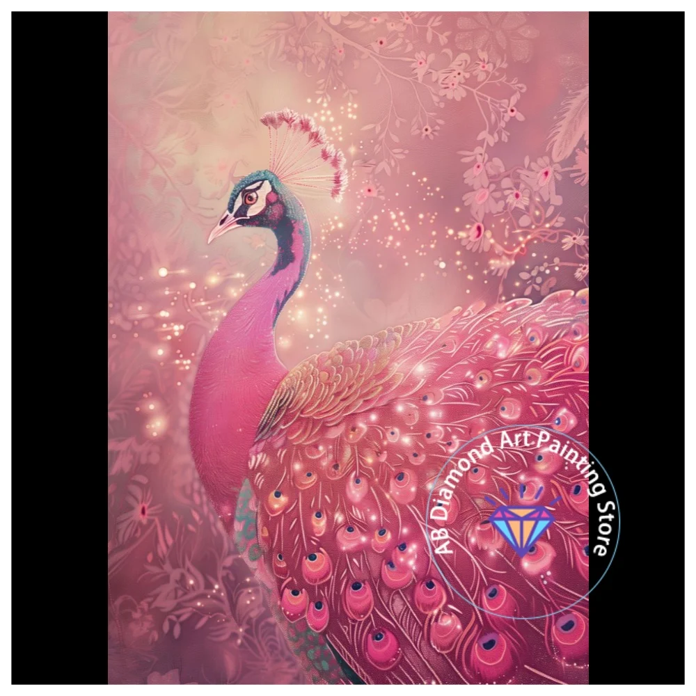 

Pink Glitter Animals AB Diamond Painting Kit Square Round Diamond 5D DIY Peacock Lion Mosaic Handmade Art Adult Gift Home Decor