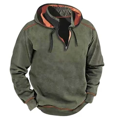 Man Casual Zipper Drawstring Pullover Top New Autumn Winter Warm Fleece Hoodie Sweatshirt Men's Long-Sleeved Stand Collar Hooded