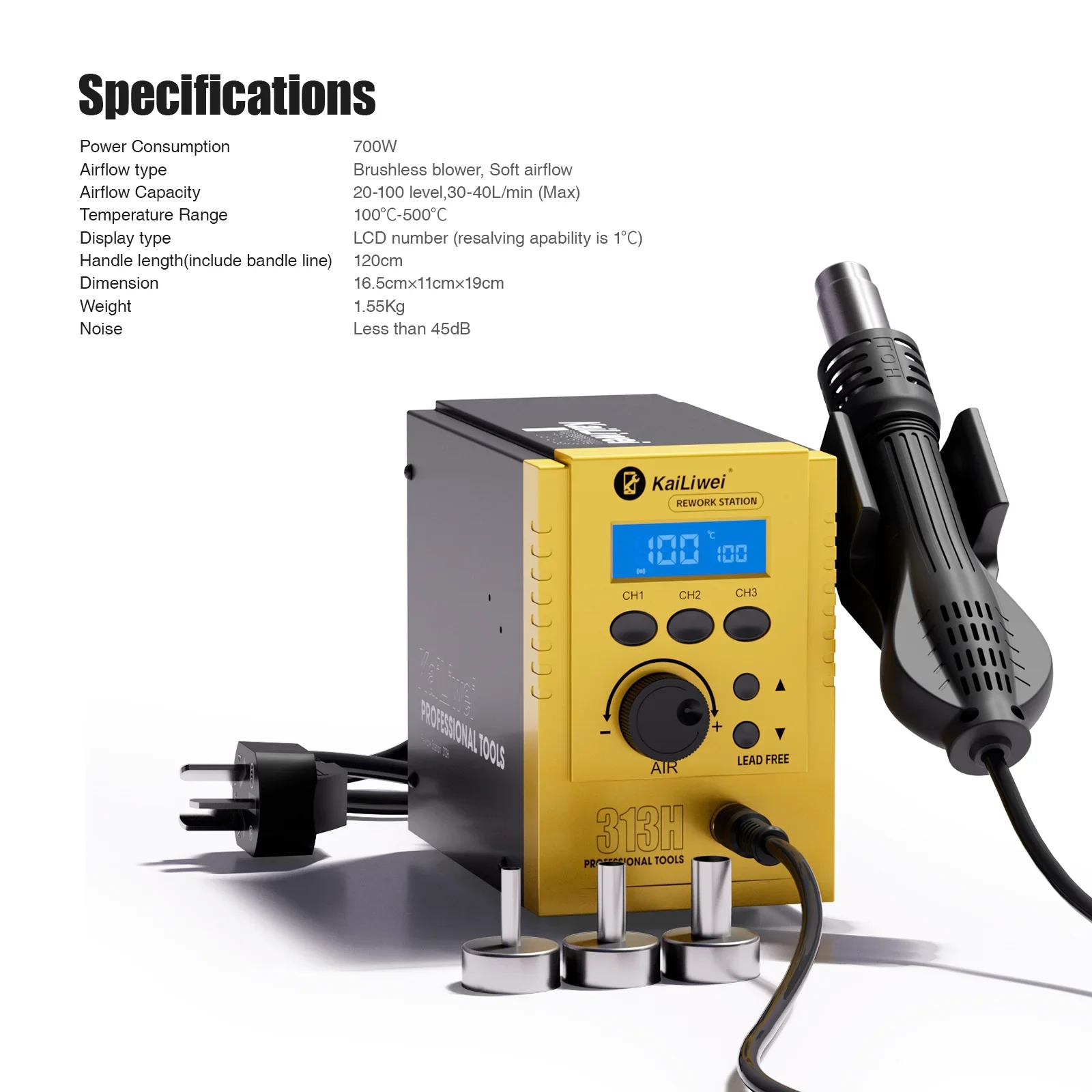 BGA Station Electronic Soldering Digital Adjustable Hot Air Gun Station Table Rework Solder Maintenance Heat Gun 700W 220V