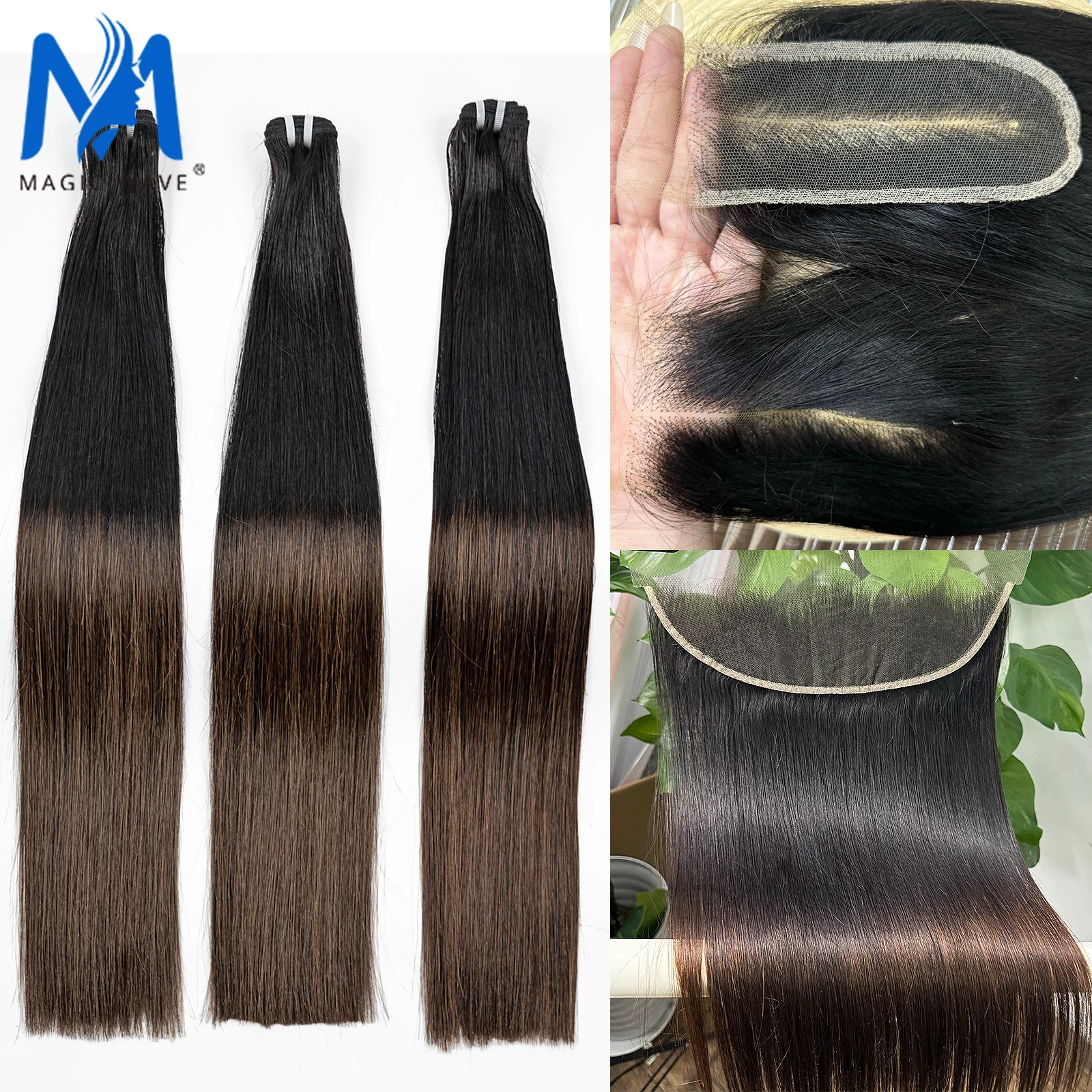 Straight Raw Vietnamese Human Hair Bundles with 13x4/13x6 HD Lace Frontal Double Drawn Straight Bundles with 2x6 HD Lace Closure