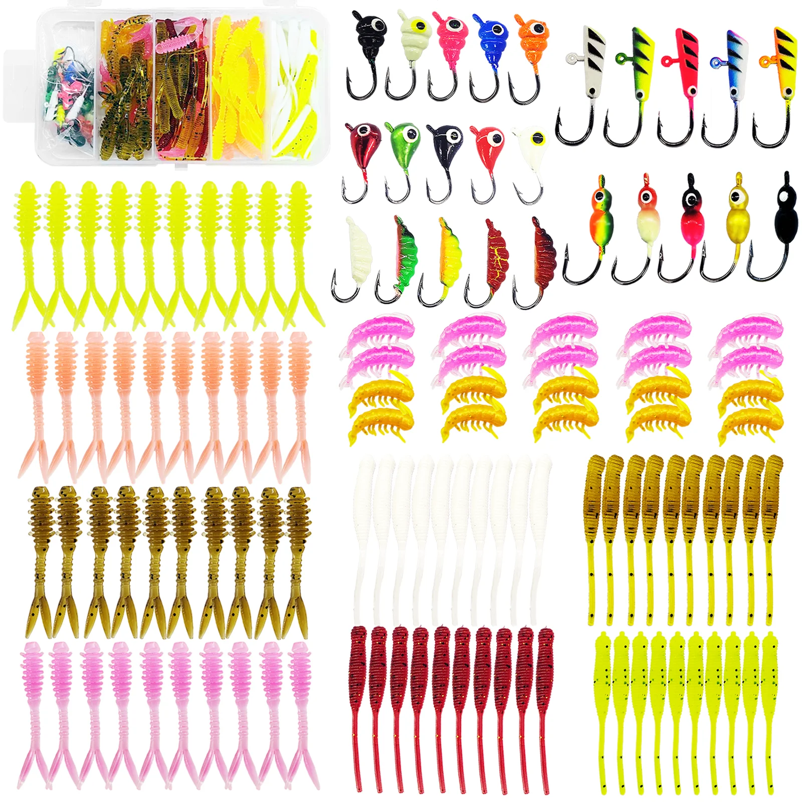 

Aventik 125 шт. Зимние рыболовные крючки для подледной рыбалки для окуня Crappie 1,6-2,6 г искусственная фотомагнитная головка Крючки рыболовные снасти