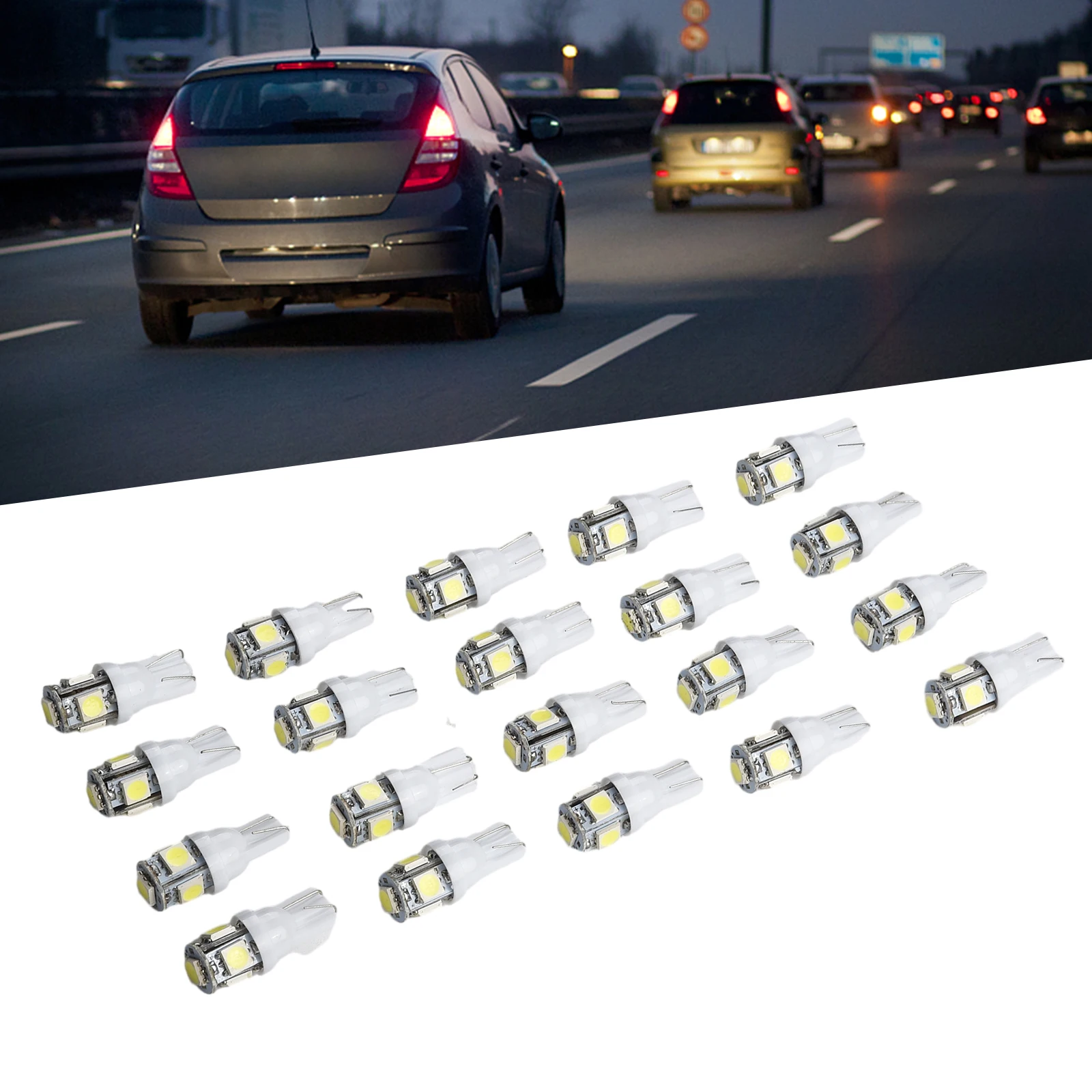 

20pcs For T10 5050 5-For White License Plate Interior LED Reading Light 6000K 5W Width Lights/Instrument Lights/Reading Ligh