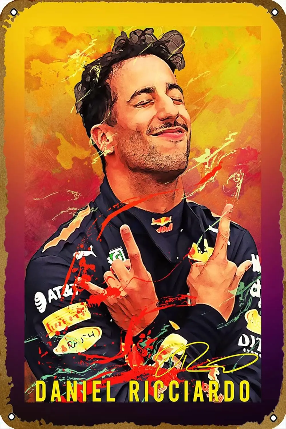 Daniel Ricciardo Retro Tin Sign Durable Wall Art Decor Metal Sign Home Vintage Bedroom Decoration Sign 8x12 inch 1pc sign sign