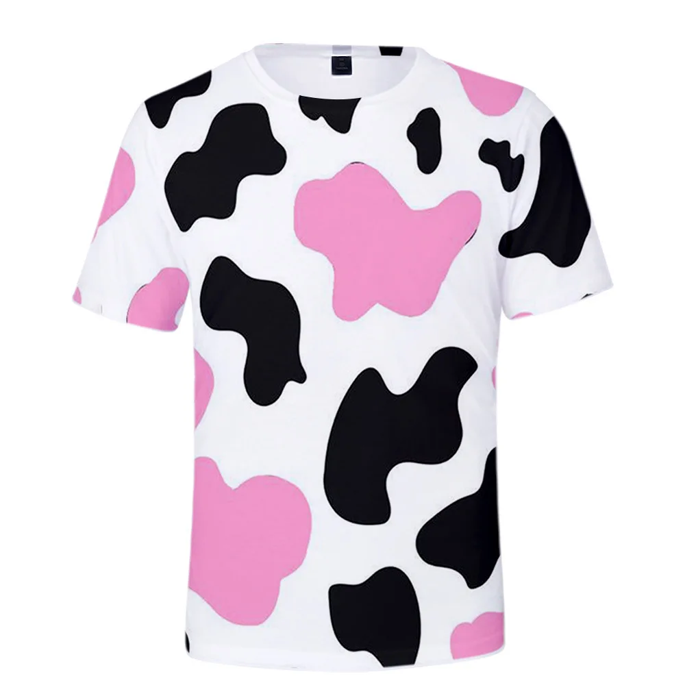 

2024 Funny Dairy Cow Pattern T Shirt Cartoon Child T-shirt Casual Kids Summer Short Sleeve Tee Personality Dairy Cow Tops