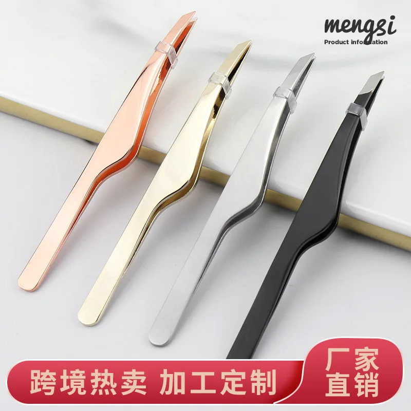 إزالة الشعر الملقط الفولاذ المقاوم للصدأ الحاجب الملقط مائل ماكياج أداة كيت الرموش تمديد تطبيق الجفن المزدوج