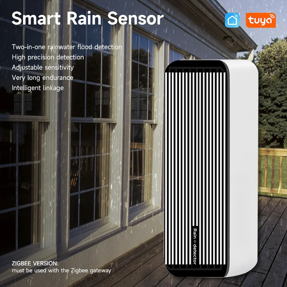Датчик дождя Tuya Zigbee Мониторинг в реальном времени с подключением к дождем Умные окна, двери и ирригационное оборудование Приложение SmartLife Alexa