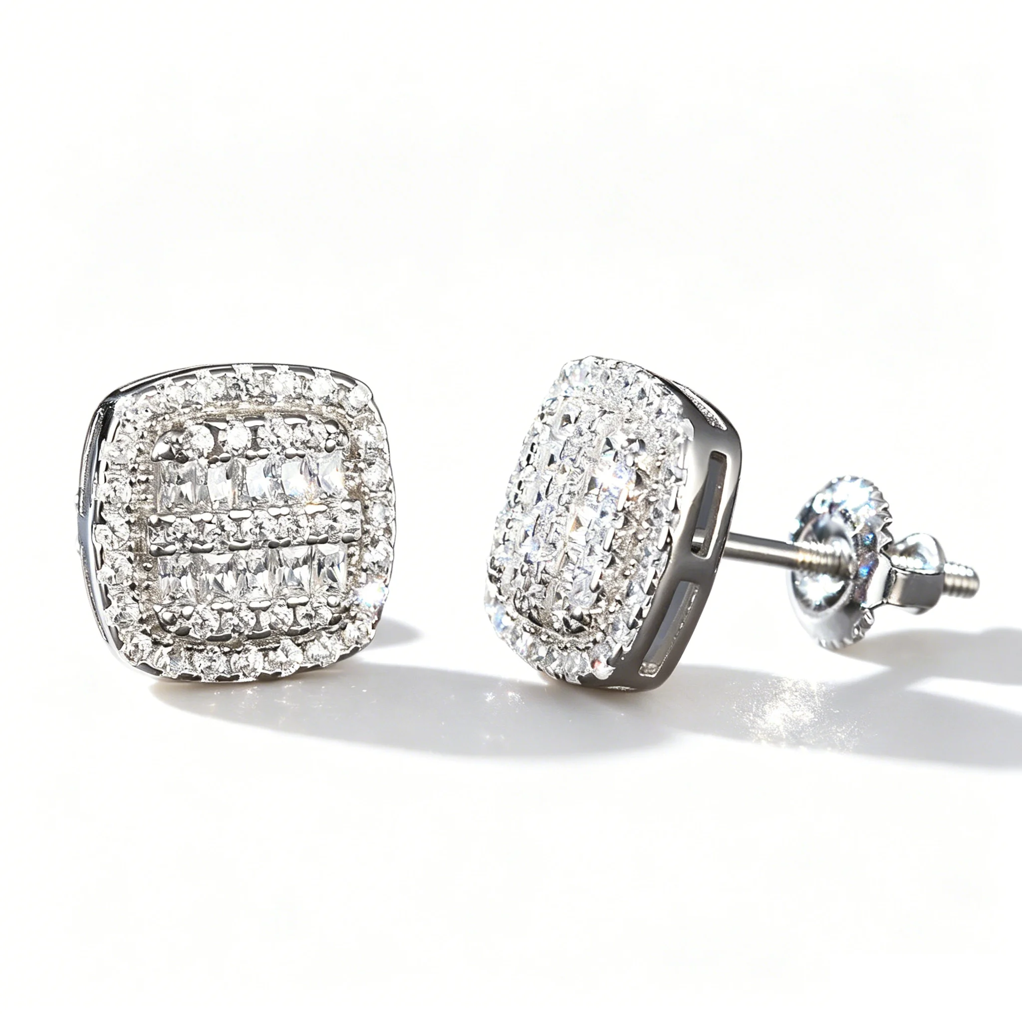 Silver 925 Earring for Women 1.17ct Earring Moissanite Stud Earrings  Paved Full Diamond Engagement Fashion Jewelry