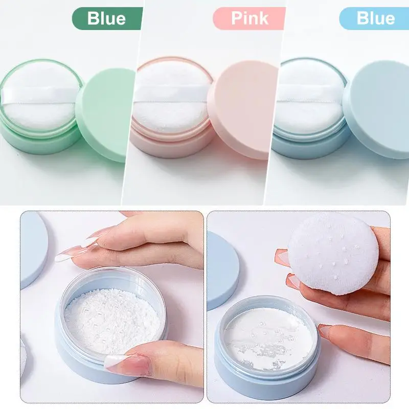 5g Loose Powder Jar With Puff Refillable Empty Box With Sifter Grid Lid Cosmetics Container Plastic Packaging Case Makeup Tool