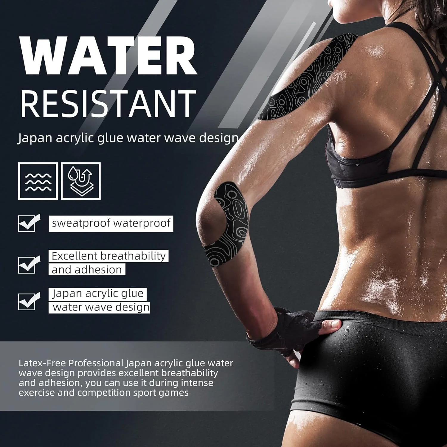 

Рулон кинезиологической ленты OKTAPE, водостойкая клейкая лента k, для облегчения боли, универсальная кинетическая лента черная